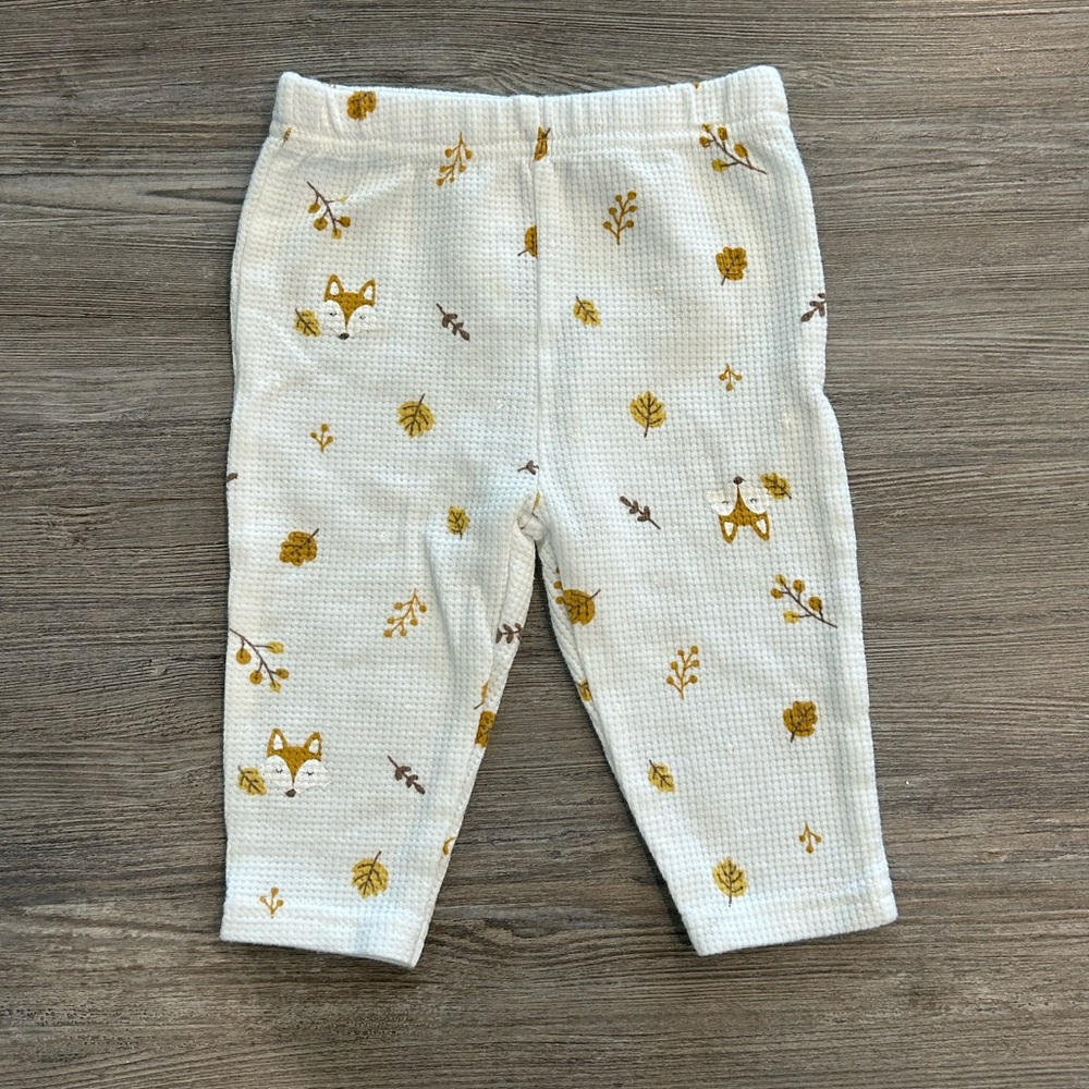Kids Fox Print Leggings - Cream and Gold